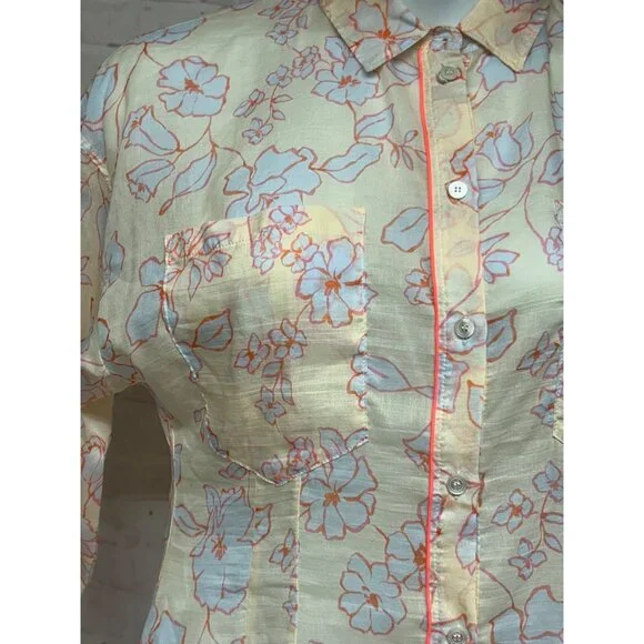 Forte Forte Womens Floral Long Sleeve Cotton Silk Voile Shirt Medium Italy Made - Picture 5 of 12